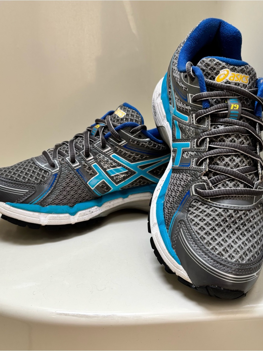 Asics Gray and Blue Women's Athletic Running Shoes